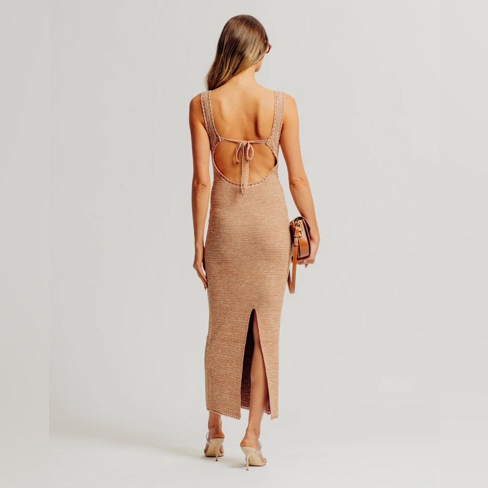 Torn by Ronny Kobo SMALL Madi knit sleeveless maxi dress in Brown Sand - Picture 4 of 10